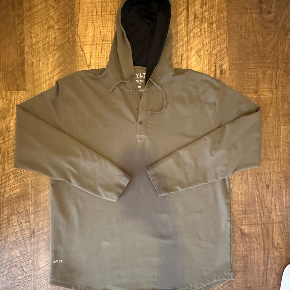 Mens BYLT Basics Henley Hoodie, XXL